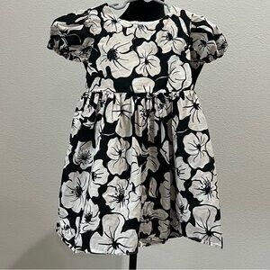 Popatu Black and White Floral Kids Dress